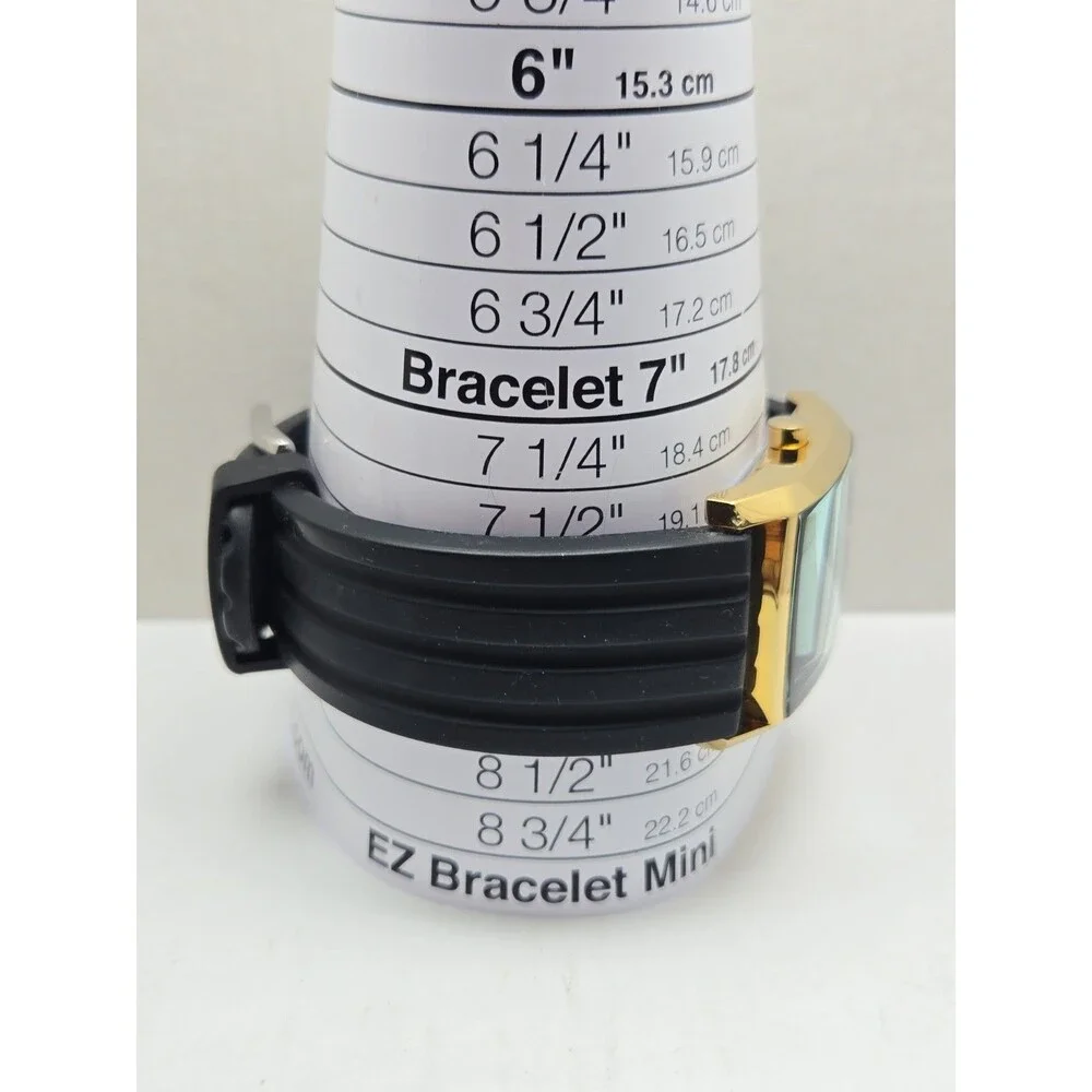 Mens Armitron Diamond 33mm Gold Tone Tank Black Silicon Quartz Watch New Battery